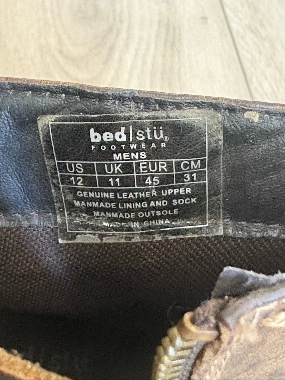 Bed Stu RevolutionMen's Size 12 Brown Leather Ankle Boots Rustic Stitched Trim